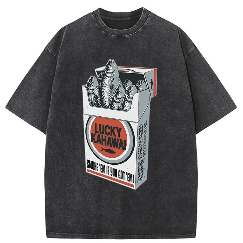 Modecanvas Japanese Lucky Kahawai Washed T-Shirt-modecanvas