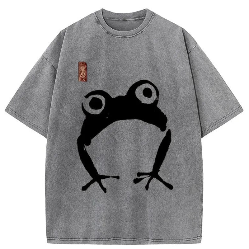 Modecanvas Japanese Woodblock Print Frog Washed T-Shirt
