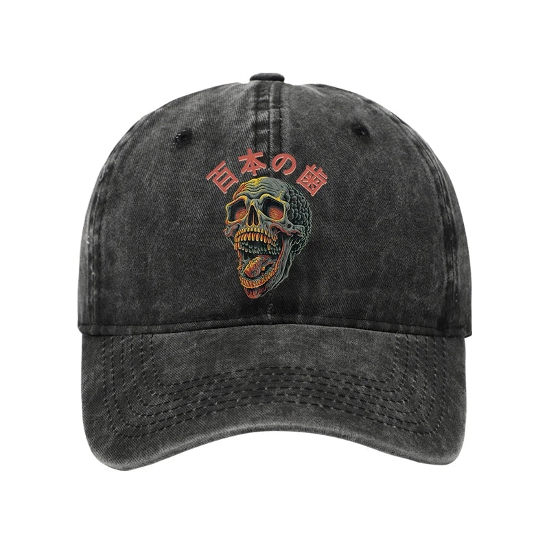 Modecanvas Terrifying And Disgusting Skull Washed Cap-modecanvas