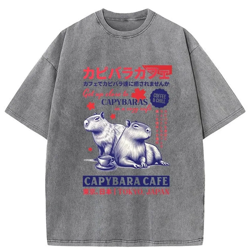 Modecanvas Tokyo Japan Capybara Cafe Washed T-Shirt