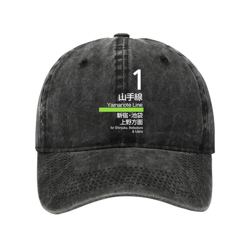 Modecanvas Tokyo Yamanote Line Platform Sign Washed Cap-modecanvas