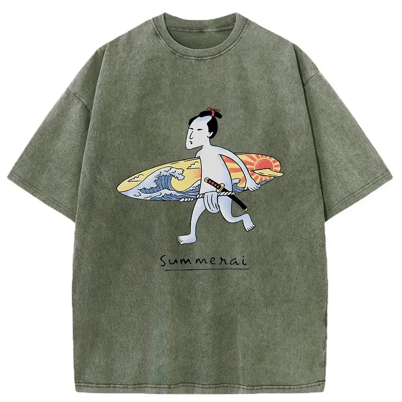 Modecanvas Surf Samurai Japanese Washed T-Shirt