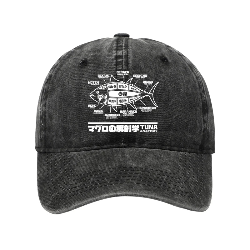 Modecanvas Tuna Dissection Map Japanese Washed Cap-modecanvas