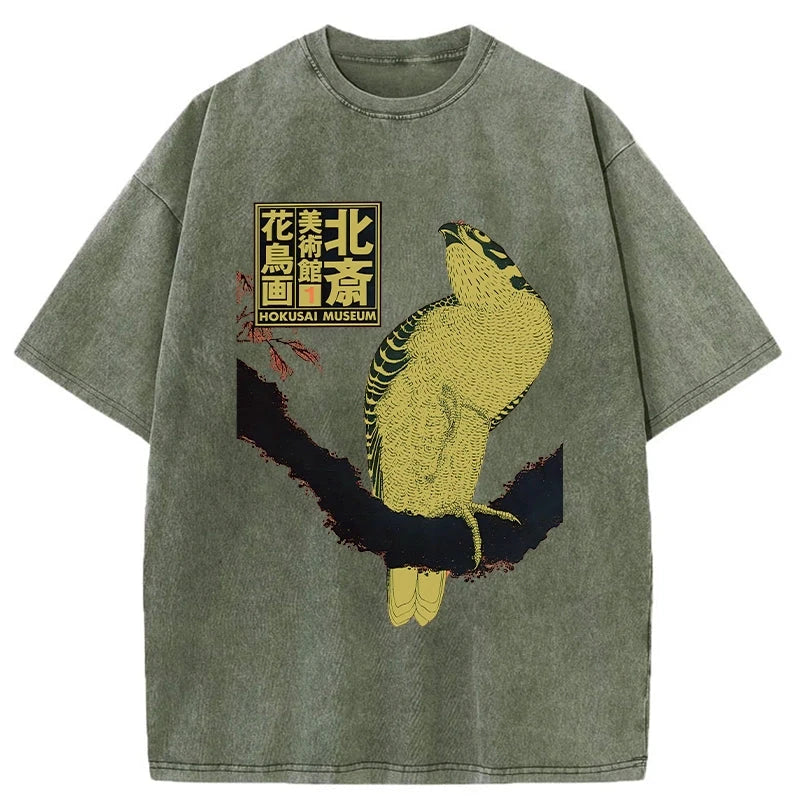 Modecanvas Hokusai Museum Flower And Bird Washed T-Shirt