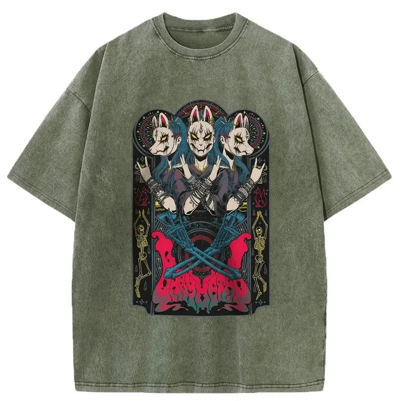Modecanvas Rabbit Tour Washed T-Shirt-modecanvas