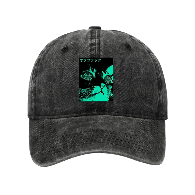 Modecanvas Cool Cat Japanese Washed Cap-modecanvas
