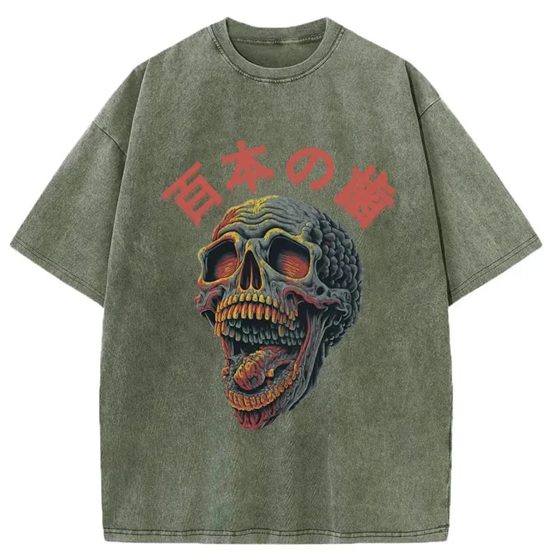 Modecanvas Terrifying And Disgusting Skull Washed T-Shirt