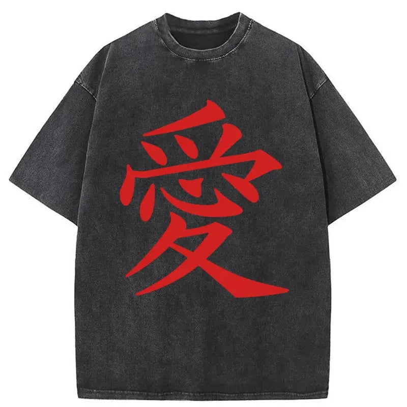 Modecanvas Love Kanji Washed T-Shirt
