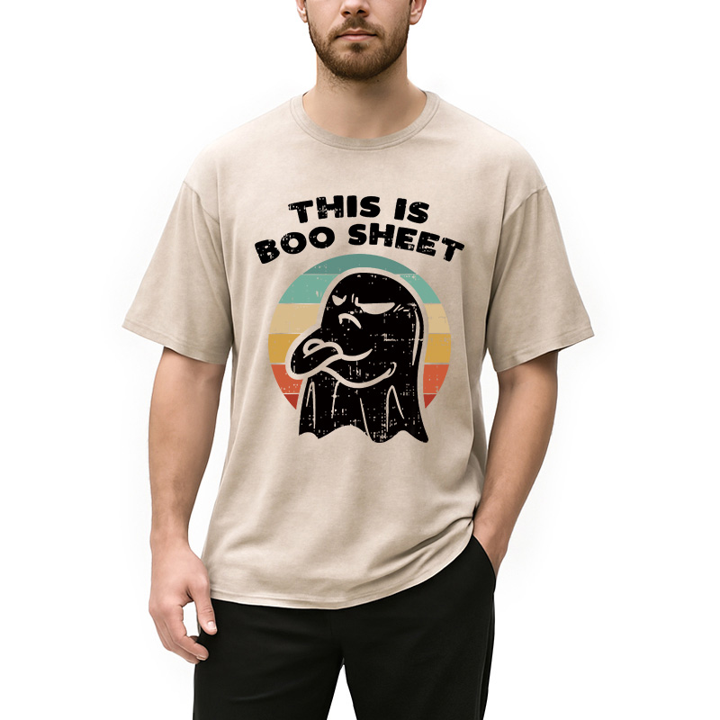 Modecanvas This Is Boo Sheet Ghost Retro Halloween Washed T-Shirt