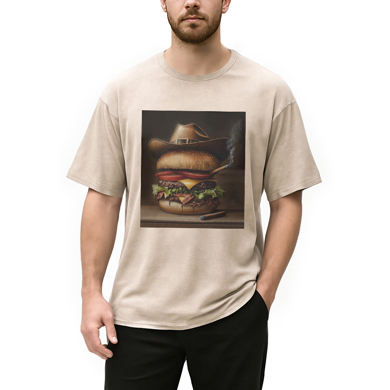 Modecanvas Funny Hamburger Meme Washed T-Shirt