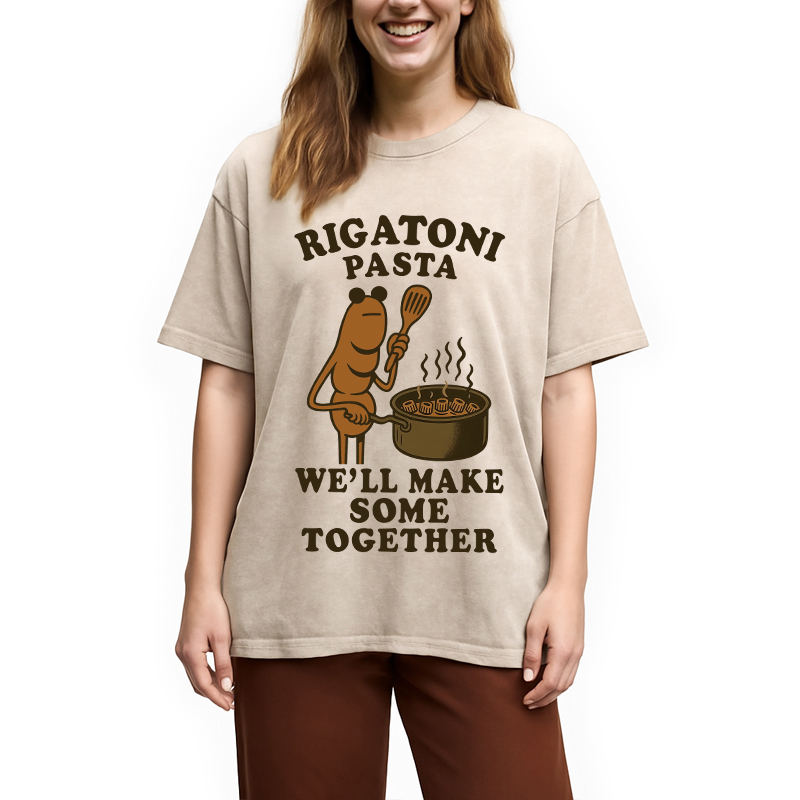 Modecanvas Rigatoni Pasta We ll Make Some Together Washed T-Shirt