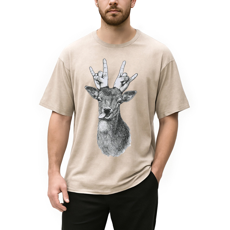 Modecanvas Party Deer Washed T-Shirt