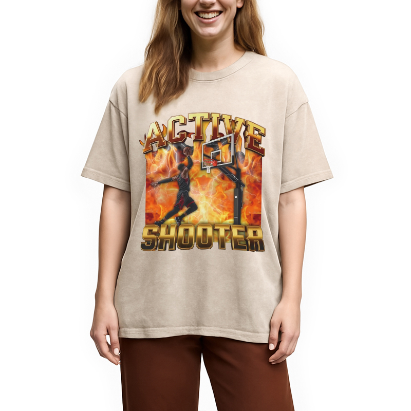 Modecanvas Elite Shooter Basketball Washed T-Shirt