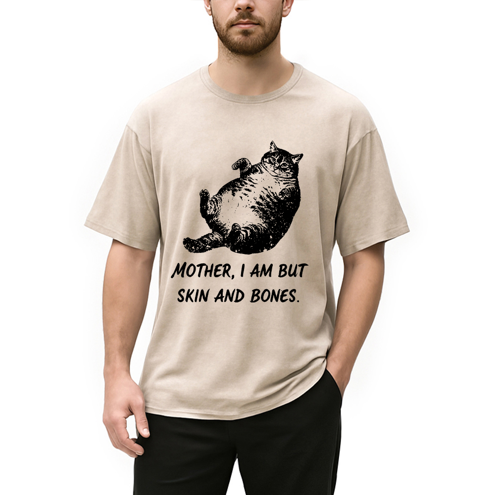 Modecanvas Overweight Cat Washed T-Shirt