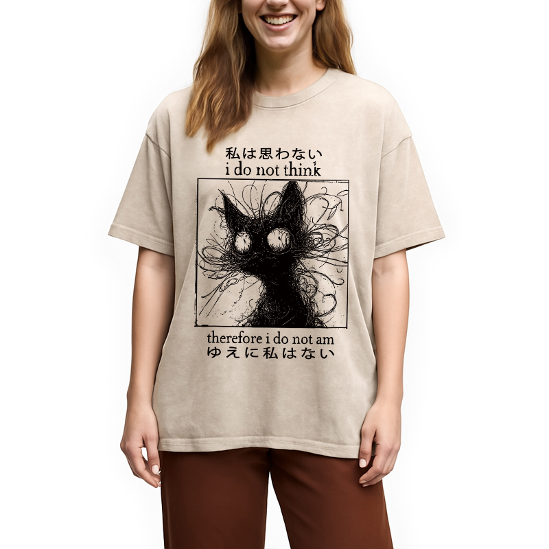 Modecanvas The Philosophy Of Cat Washed T-Shirt