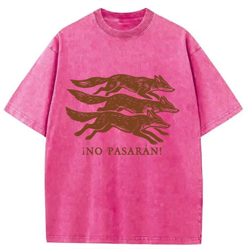 Modecanvas No Pasaran! Anti-Fascist Fox DTG Printing Washed T-Shirt