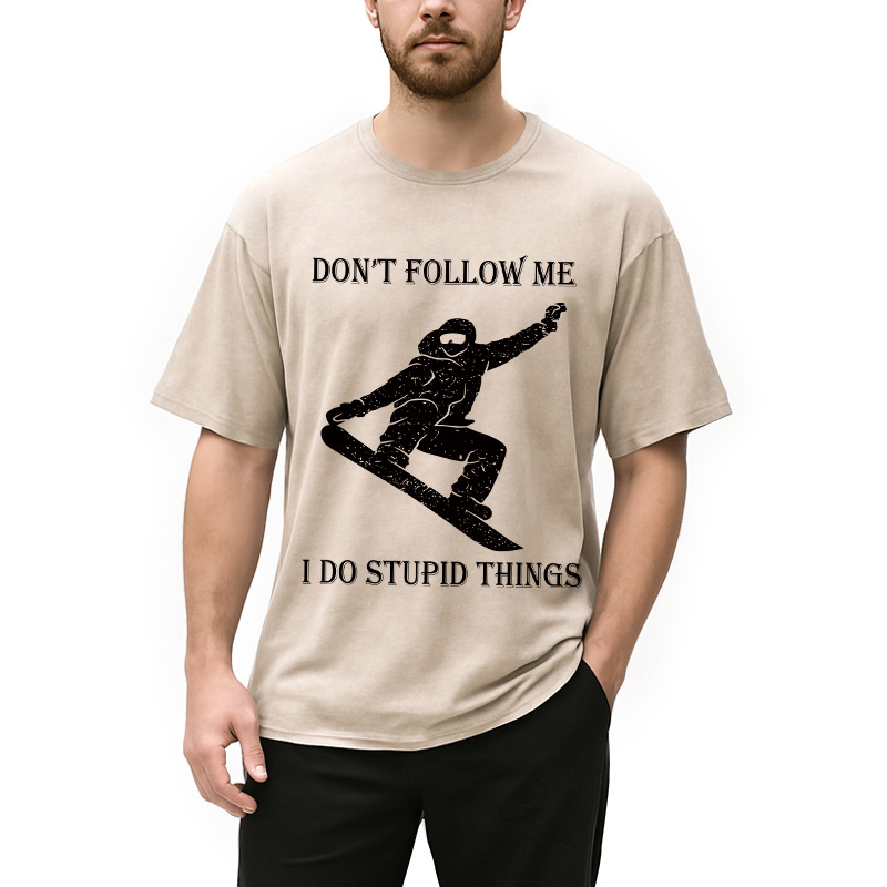Modecanvas Winter Extreme Sports Skiing Washed T-Shirt