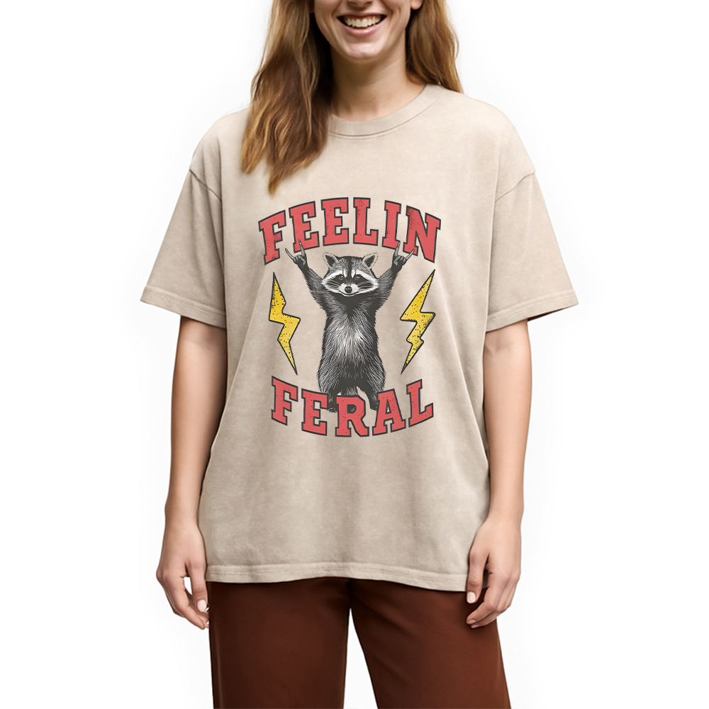 Modecanvas Feelin Feral Washed T-Shirt