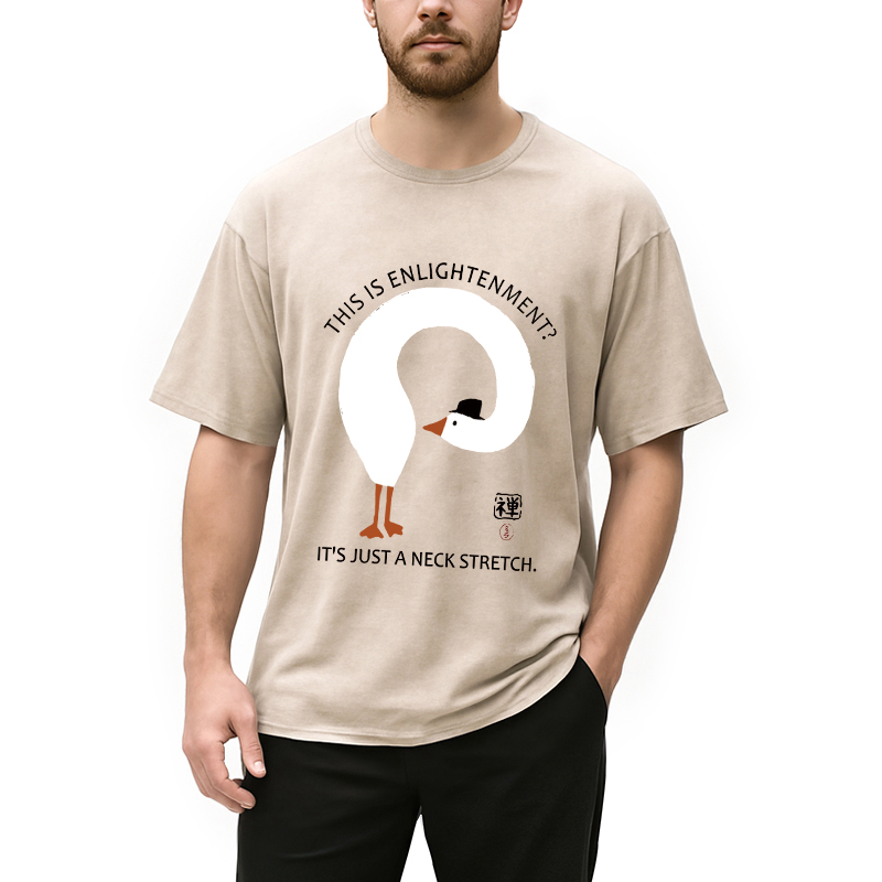 Modecanvas Funny Neck Stretch Of Zen Washed T-Shirt