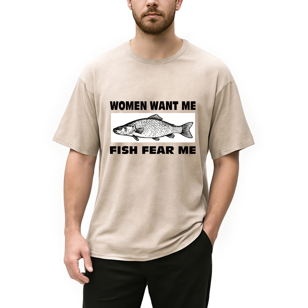 Modecanvas Fish Fear Me Washed T-Shirt