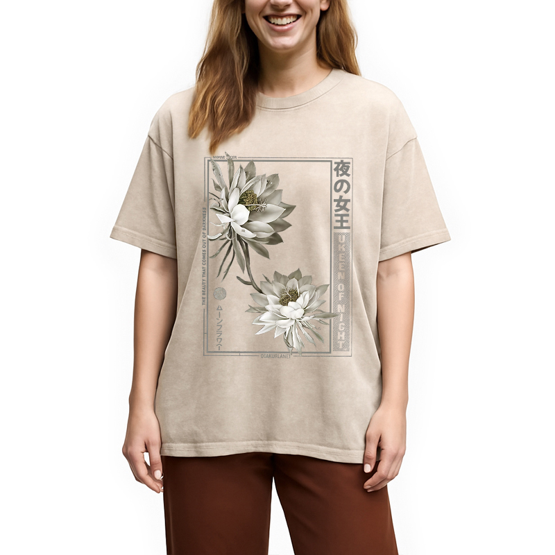 Modecanvas Japanese Epiphyllum Washed T-Shirt