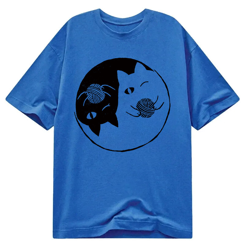 Modecanvas Yin Yarn Cat DTG Printing Classic T-Shirt-modecanvas