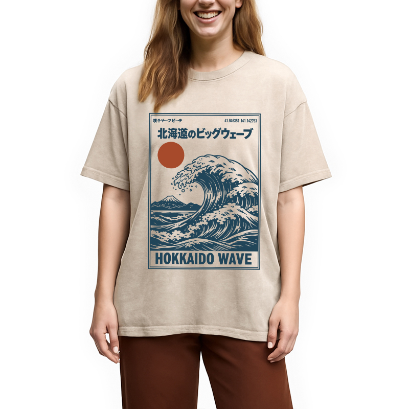 Modecanvas Retro Wave Typesetting Washed T-Shirt