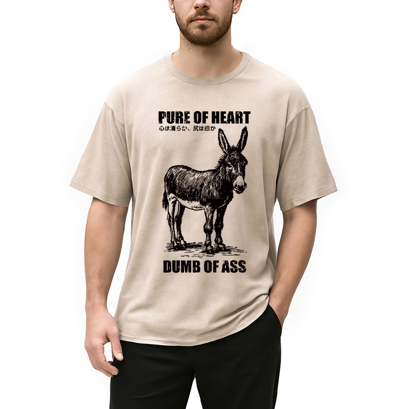 Modecanvas Good Heart Empty Head DTG Printing Washed T-Shirt