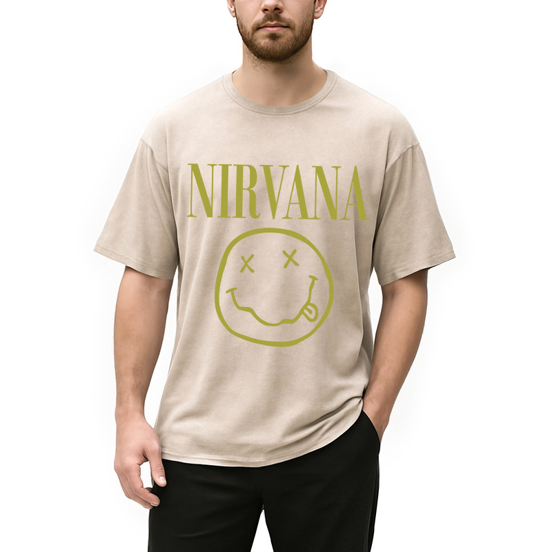 Modecanvas Yellow Smile Washed T-Shirt