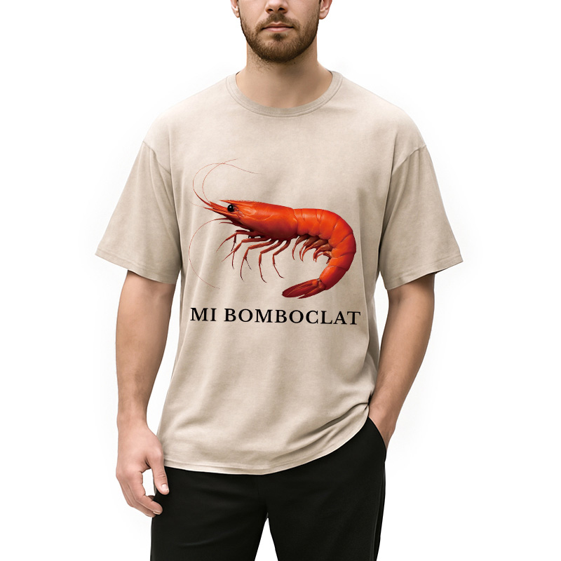 Modecanvas Mi Bomboclat Shrimp Meme Washed T-Shirt