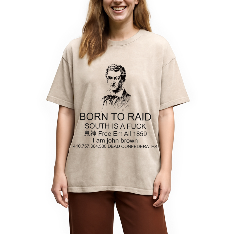Modecanvas Born To Raid DTG Printing Washed T-Shirt