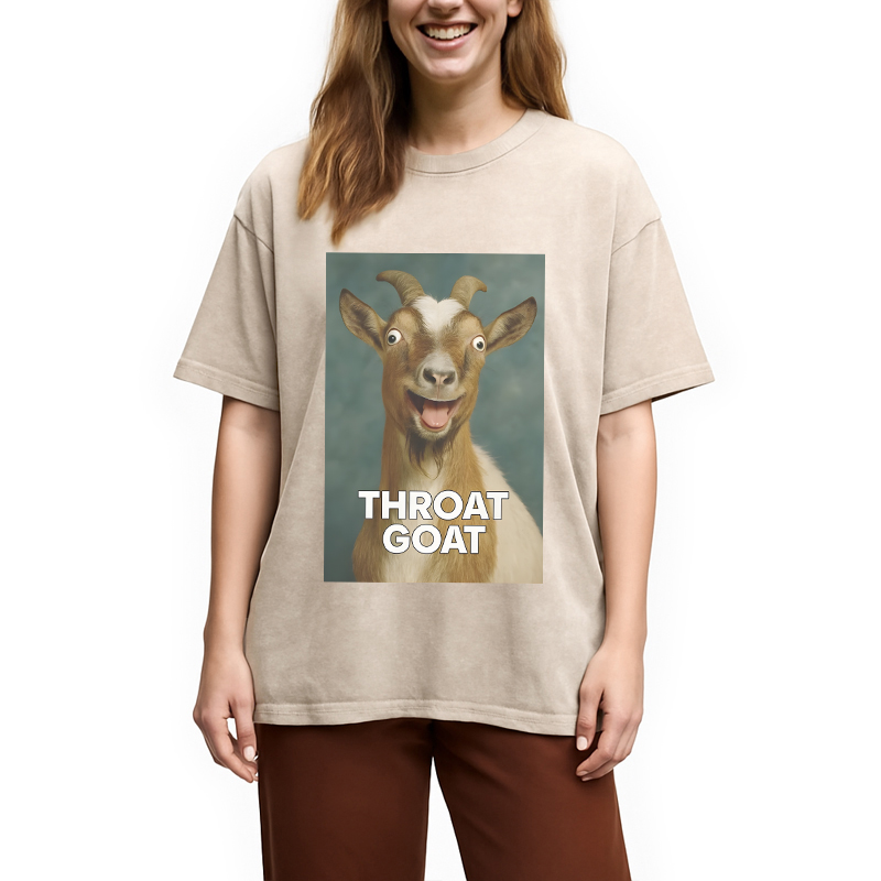 Modecanvas Throat Goat Funny DTG Printing Washed T-Shirt