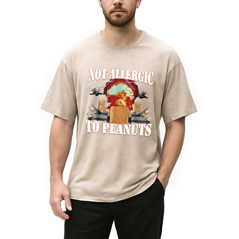 Modecanvas Not Allergic To Peanut Cursed Peanut Butter Washed T-Shirt