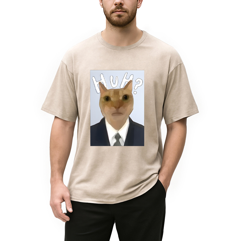 Modecanvas Cntonio Cat DTG Printing Washed T-Shirt