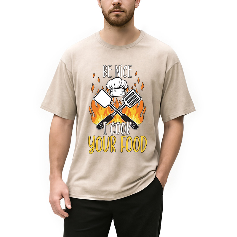 Modecanvas I Cook Your Food DTG Printing Washed T-Shirt
