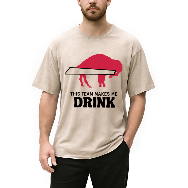 Modecanvas BILLS MAKES ME DRINK DTG Printing Washed T-Shirt