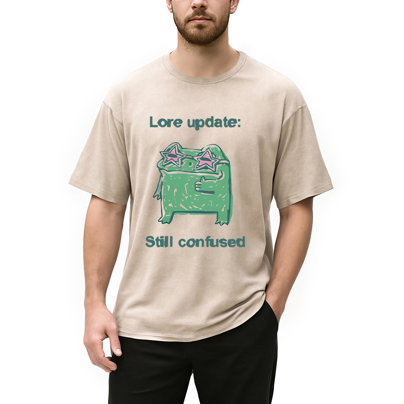 Modecanvas Lore Update Still Confused Frog DTG Printing Washed T-Shirt