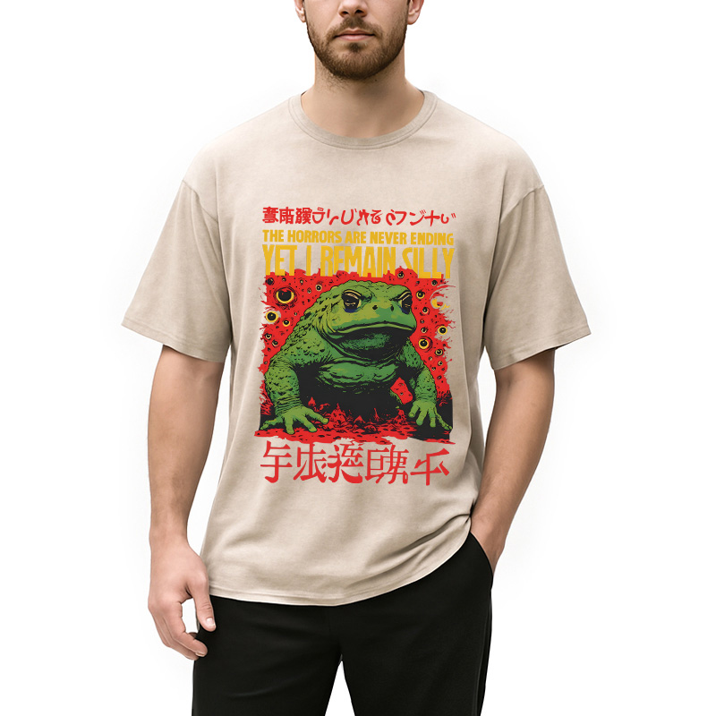 Modecanvas The Horrors Are Never Ending DTG Printing Washed T-Shirt