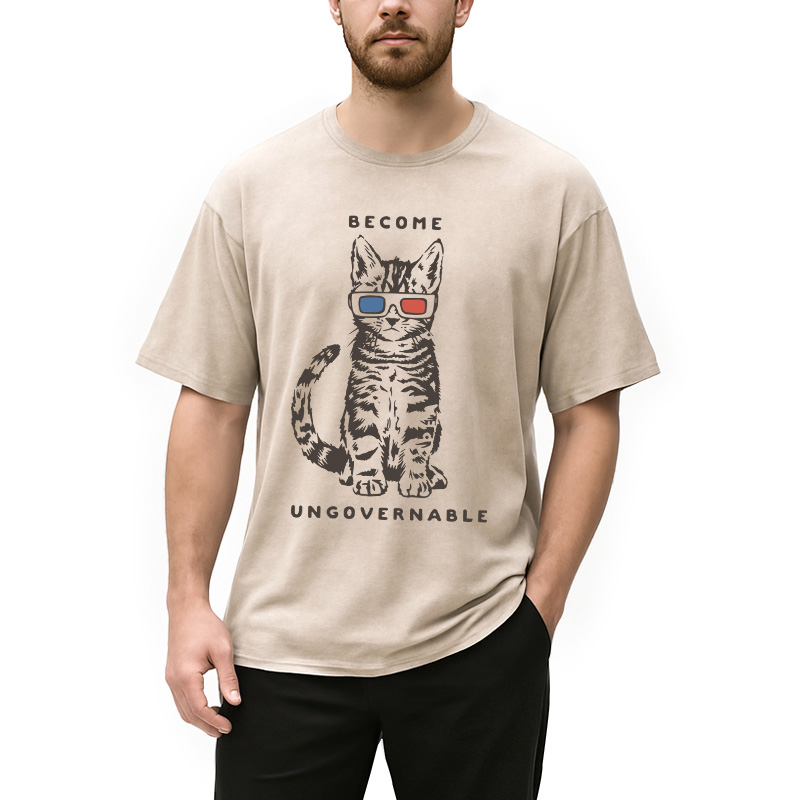 Modecanvas Become Ungovernable DTG Printing Washed T-Shirt-modecanvas