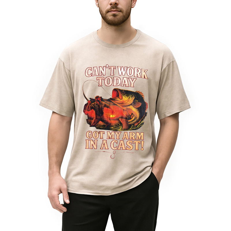 Modecanvas Bass Fishing Funny Fisher DTG Printing Washed T-Shirt-modecanvas