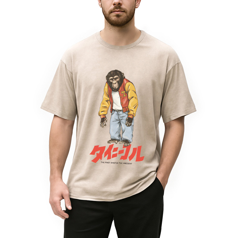 Modecanvas The Past Shapes DTG Printing Washed T-Shirt-modecanvas