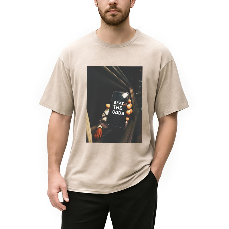 Modecanvas Beat The Odds Funny Meme DTG Printing Washed T-Shirt-modecanvas