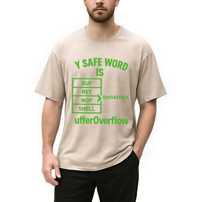 Modecanvas Buffer Overflow Funny Hacker Meme DTG Printing Washed T-Shirt-modecanvas