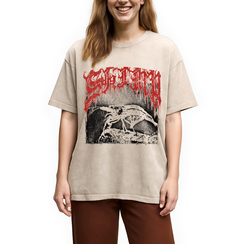 Modecanvas Shimp Metal DTG Printing Washed T-Shirt-modecanvas