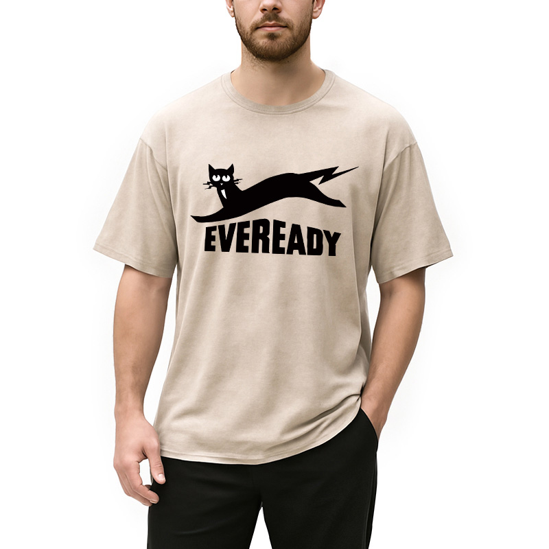 Modecanvas Eveready Cat DTG Printing Washed T-Shirt
