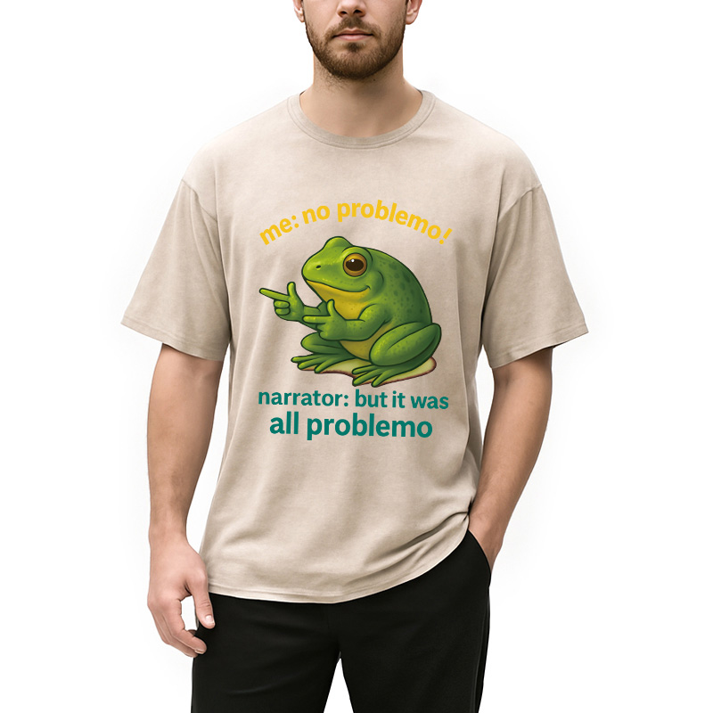 Modecanvas No Problemo Frog DTG Printing Washed T-Shirt