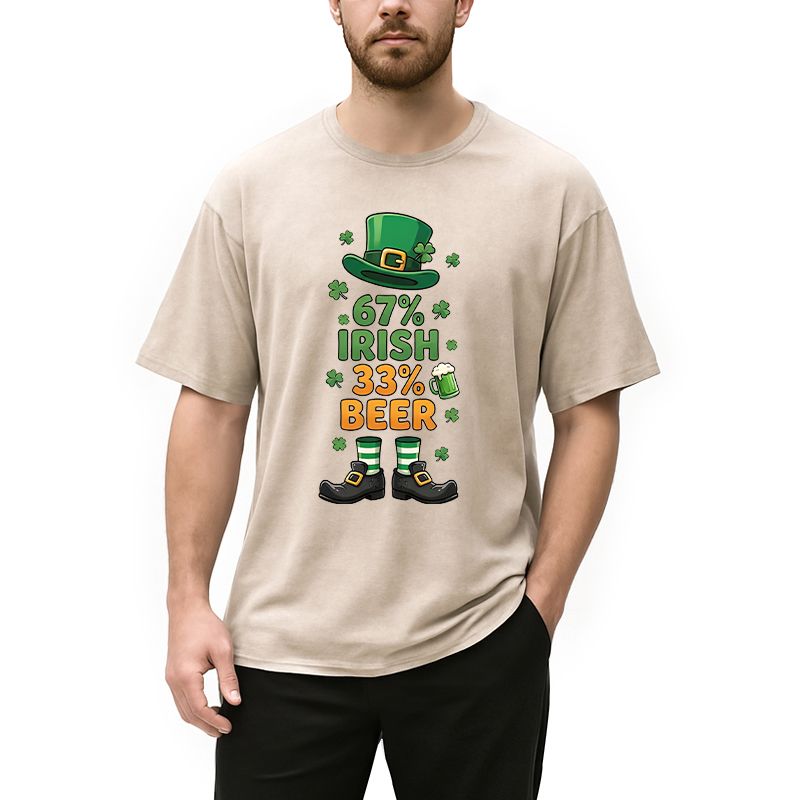 Modecanvas 67 Irish 33 Beer DTG Printing Washed T-Shirt