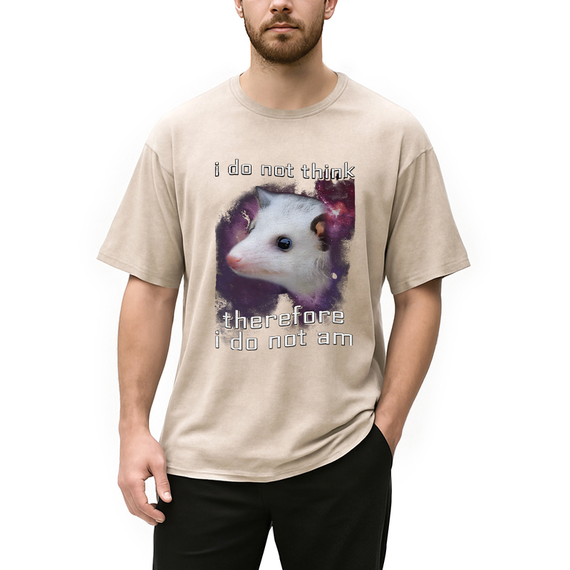 Modecanvas Confused Possum Space DTG Printing Washed T-Shirt