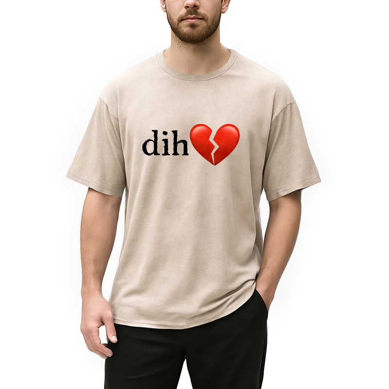 Modecanvas Dih Meme DTG Printing Washed T-Shirt