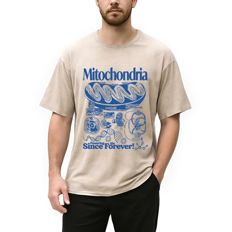 Modecanvas Mitochondria Vintage Science DTG Printing Washed T-Shirt